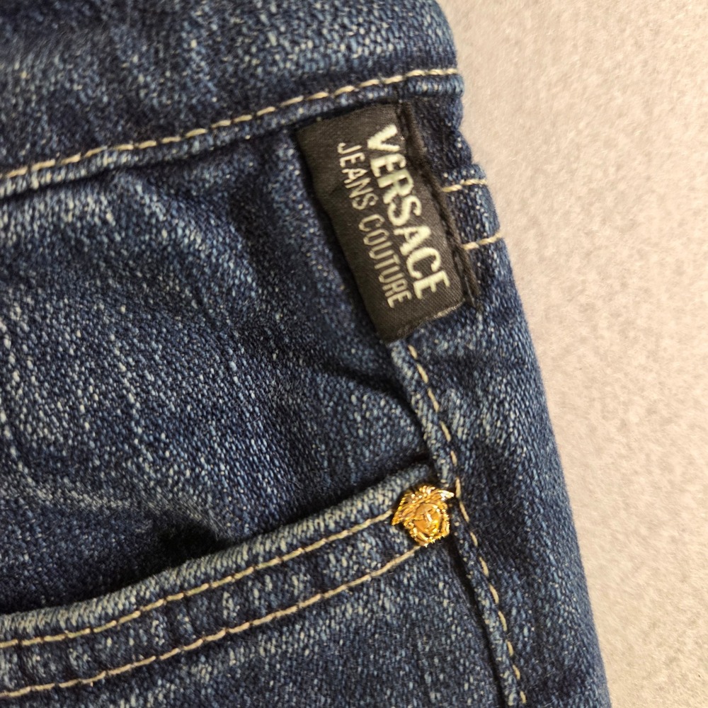 Versace Jeans Couture Mens 33x30 Blue Whiskered Straight Leg Denim Made in Italy - Picture 5 of 9